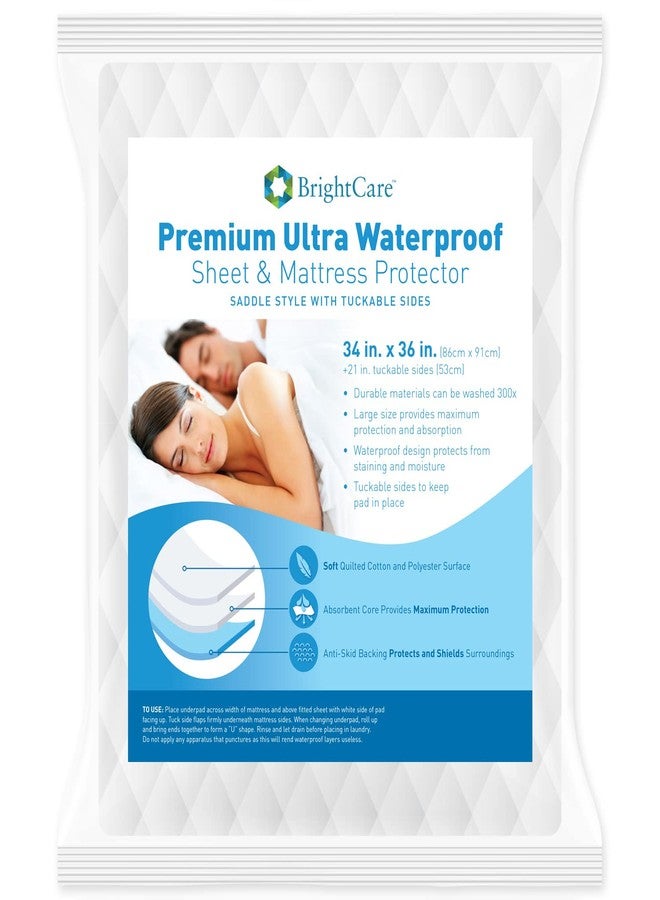 BrightCare Soft Quilted Waterproof Bed Pads for Home Care - Washable Waterproof Underpad - Hospital Bed Size (34 x 36 Inch) - by BrightCare - Image 1